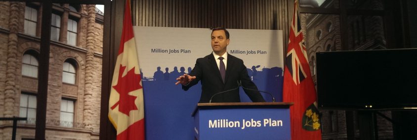 Hudak presents 'million jobs act,' Duguid slams call for spending cuts