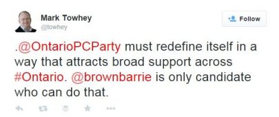 Mark Towhey endorses Patrick Brown on Twitter.