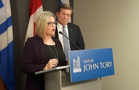 NDP Leader Andrea Horwath and Toronto Mayor John Tory meet at City Hall