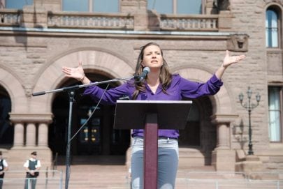 Tanya Granic Allen speaks at a anti-sex-ed rally in front of Queen's Park on Wednesday, September 20, 2016. Jessica Smith Cross / QP Briefing