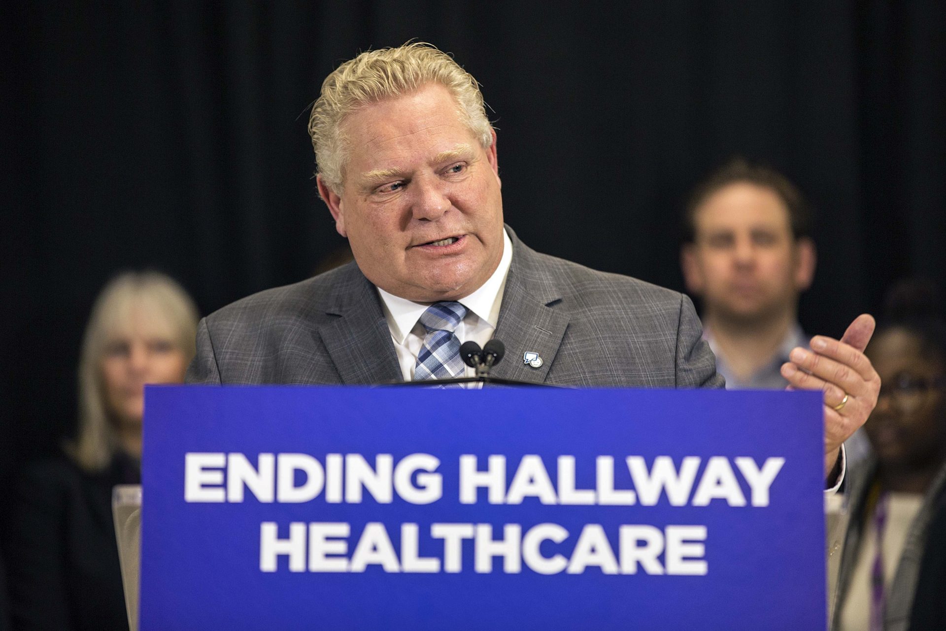 Ford promises to end hallway health-care in a year, though critics say his government will cause it to 'worsen over time'