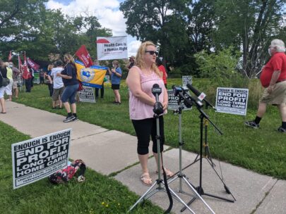 Protesters call on government to deny licence extension for notorious long-term care home